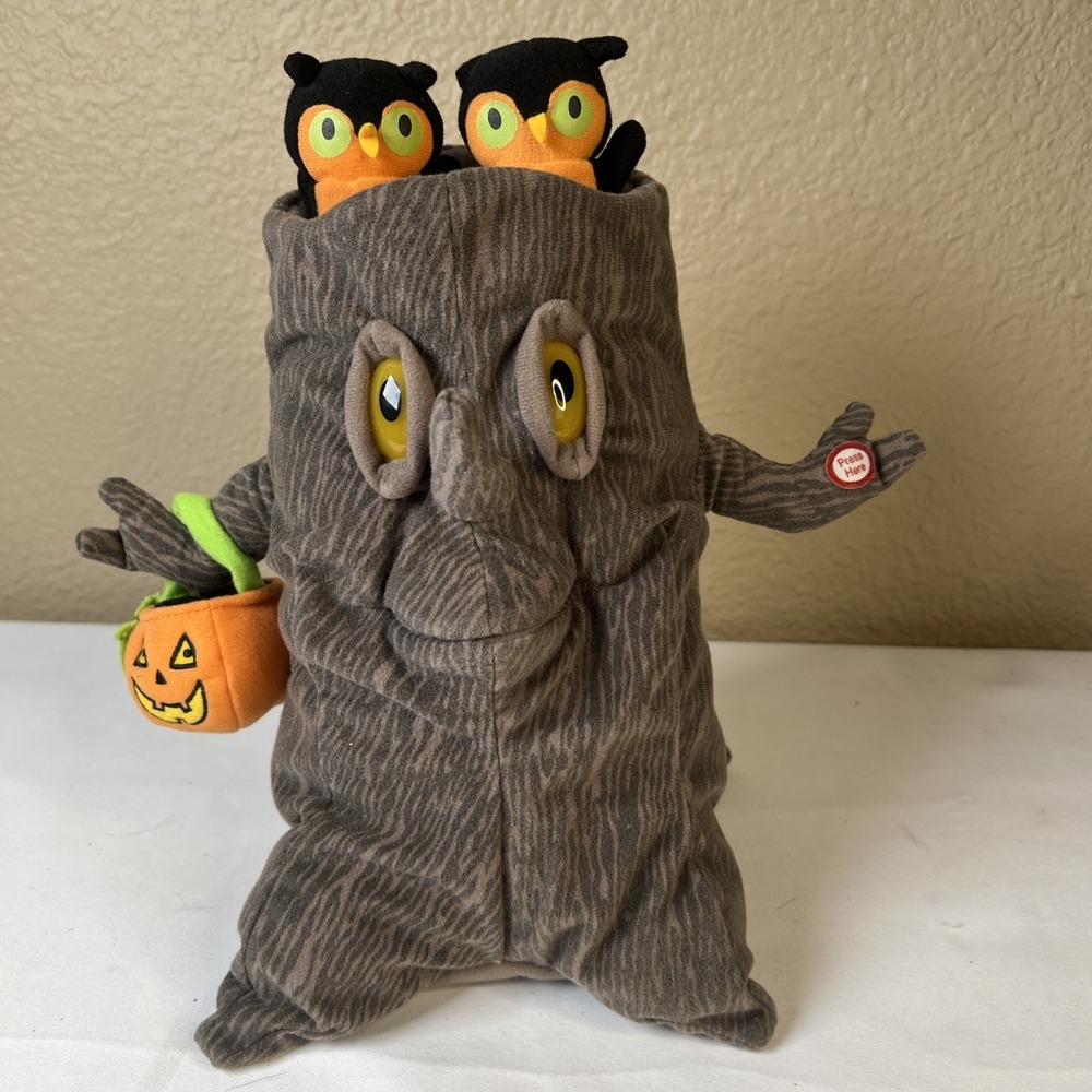 Halloween Spooky Tree W/Owls Sings Adams Family Song Moves Lights Hallmark Works